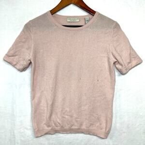 Lord & Taylor Small 100% Cashmere Sweater Top Pink Blush‎ Coquette Cottage FLAWS
